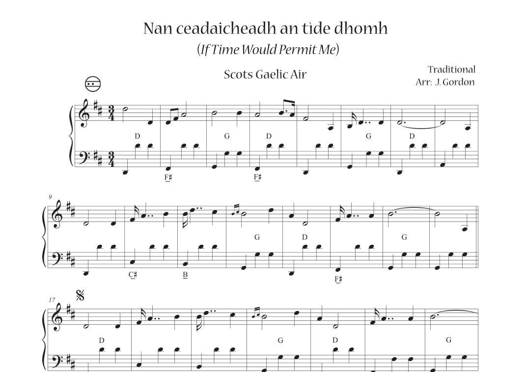 Nan ceadaicheadh an tìde dhomh  (If Time Would Permit Me) (arr. Julia Gordon)