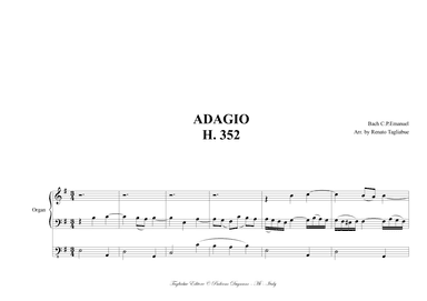 ADAGIO, H 352 - Arr. for Organ 3 staff (arr. Renato Tagliabue)