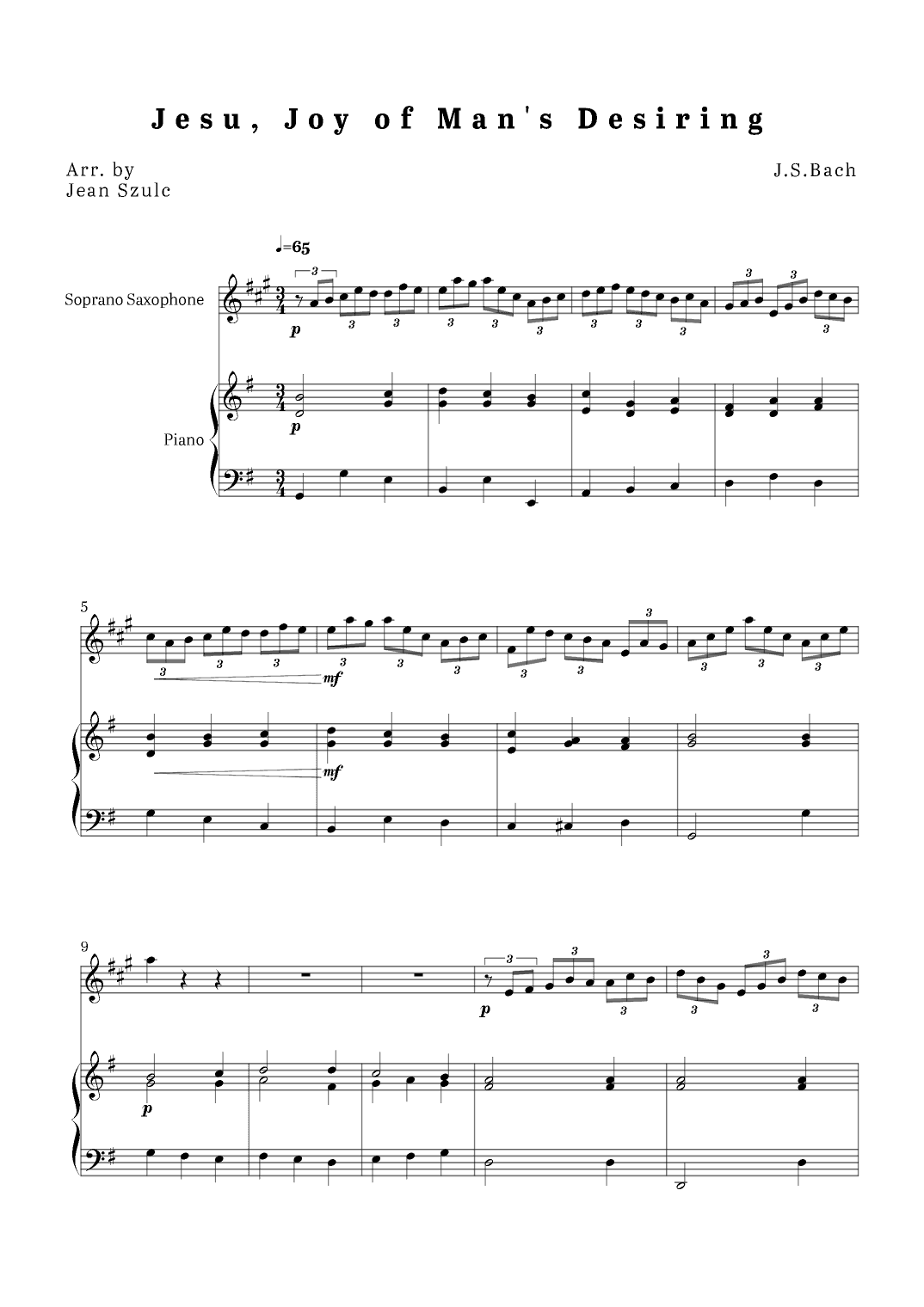 Jesu, Joy of Man's Desiring (arr. Jean Szulc)