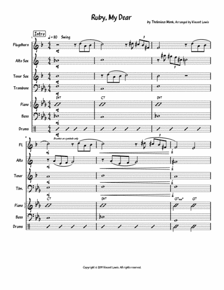 Ruby, My Dear (arr. Vincent Lewis)