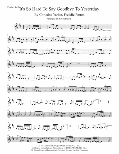 It's So Hard To Say Goodbye To Yesterday (arr. Kevin Busse)