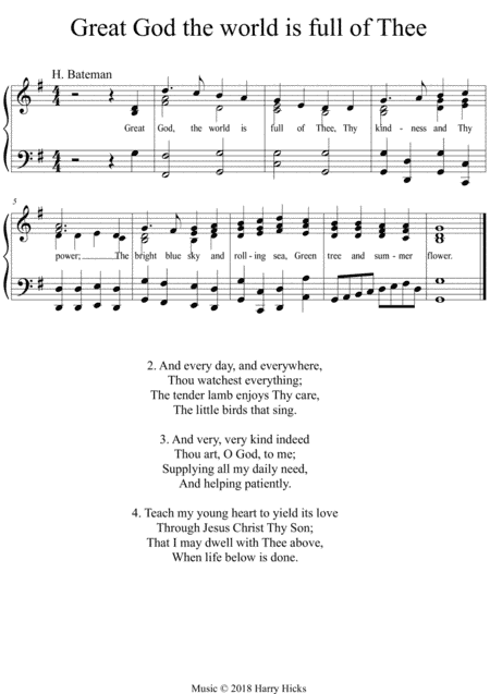 Great God, the world is full of Thee. A new tune to this wonderful old hymn.