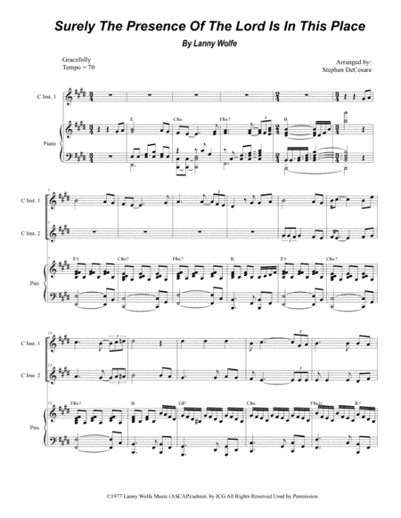 Surely The Presence Of The Lord Is In This Place (arr. Stephen DeCesare)
