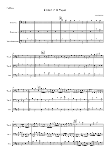 Canon in D Major (Johann Pachelbel) for Trombone Trio (arr. Fabio Britto)