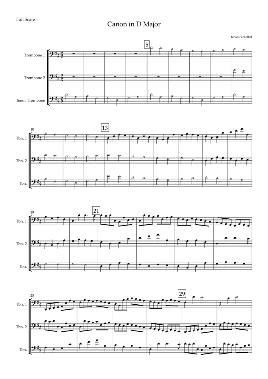 Canon in D Major (Johann Pachelbel) for Trombone Trio (arr. Fabio Britto)