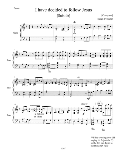 I have decided to follow Jesus (arr. Karen Eychaner)