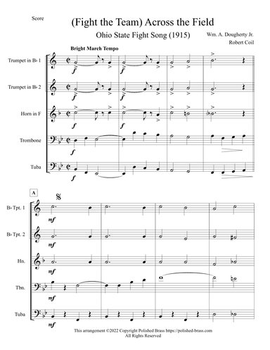 Across the Field (Fight the Team) Brass quintet (arr. Robert Coil)