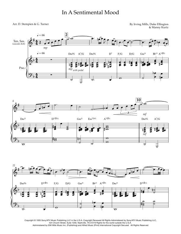 In A Sentimental Mood (arr. Debra E. Stempien, Gregory H. Turner)