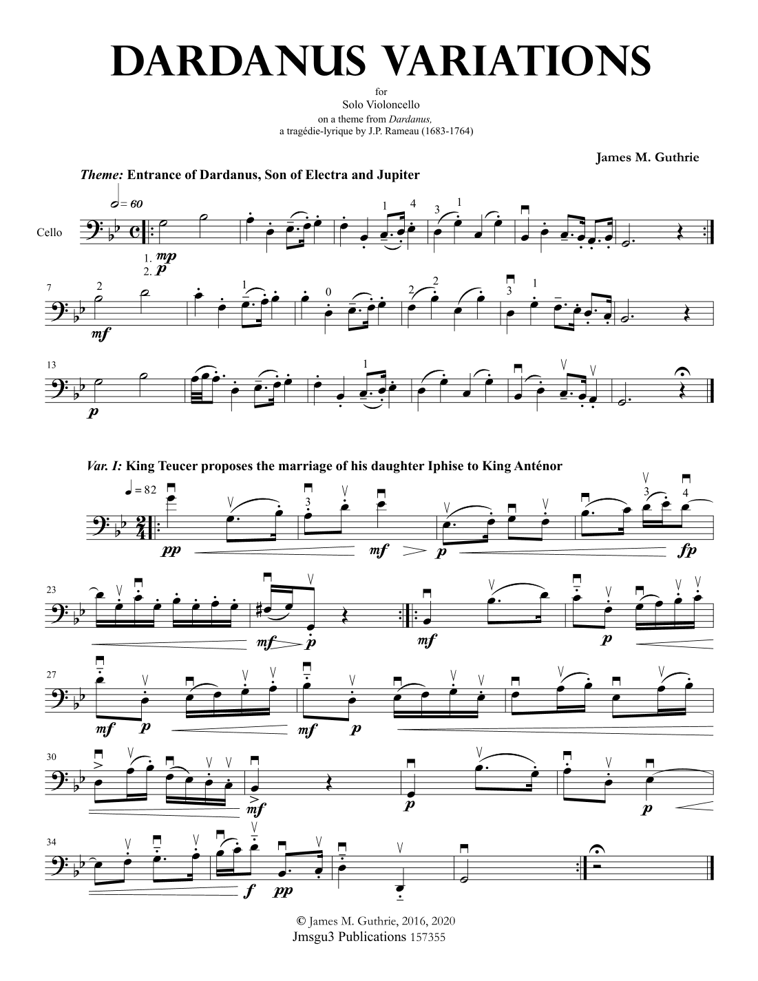 Guthrie: Dardanus Variations for Solo Cello