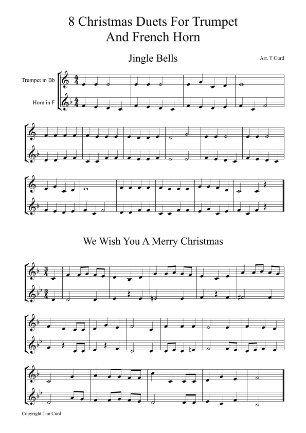 8 Christmas Duets For Trumpet in Bb and Horn in F (arr. Curd)