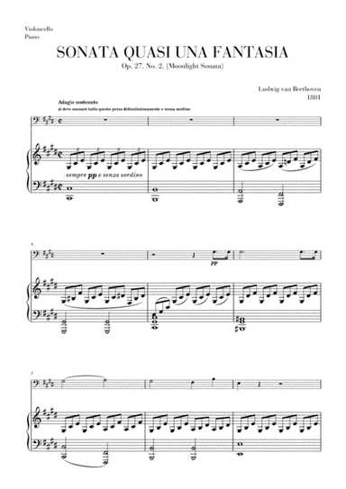Moonlight Sonata for Cello and Piano (arr. Cadenza Editions)