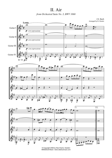 Air (on the G string) BWV 1068 for guitar quartet (arr. K. Krantz)
