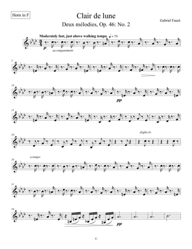 Clair de lune - Gabriel Fauré (Horn in F part for woodwind quintet) (arr. Lyndon Smith)