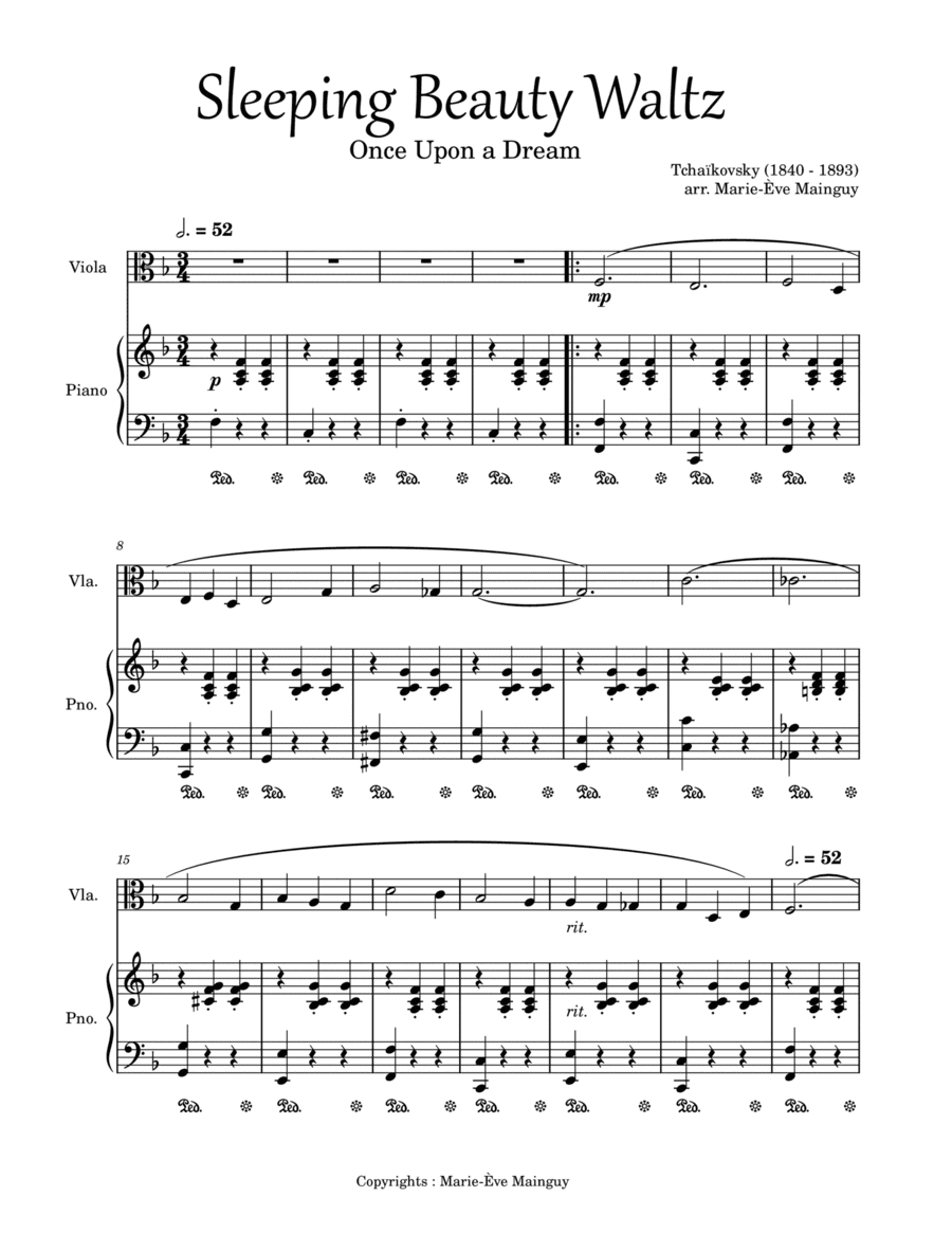 Sleeping Beauty Waltz - Once Upon A Dream (arr. Marie-Ève Mainguy)