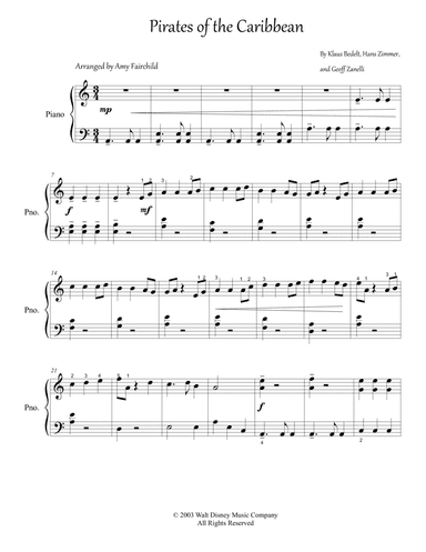 Pirates Of The Caribbean (arr. Amy Fairchild)