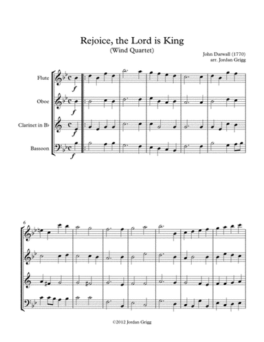 Rejoice, the Lord is King (Wind Quartet) (arr. Jordan Grigg)