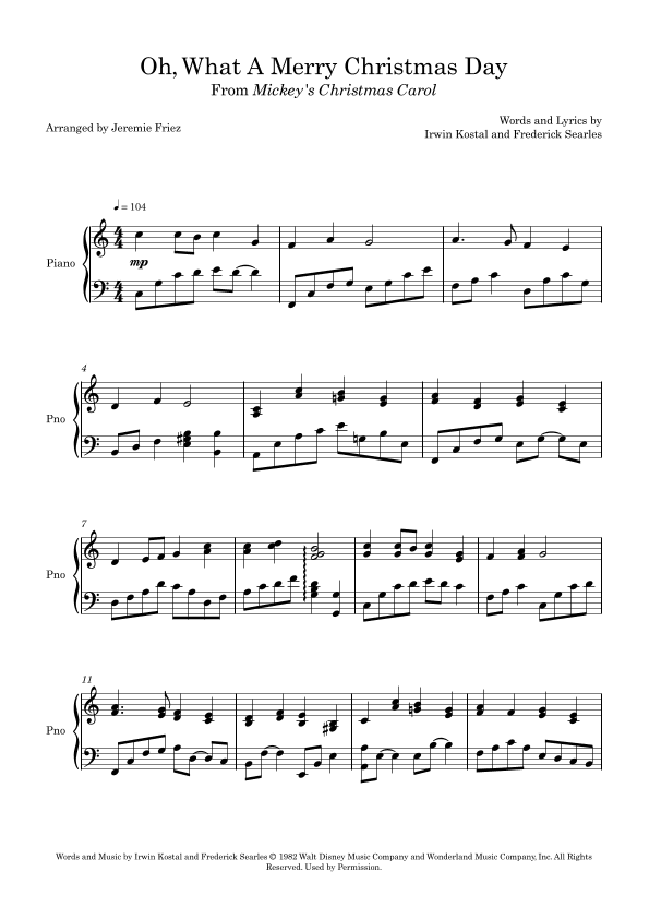Oh, What A Merry Christmas Day (arr. Jeremie FRIEZ)
