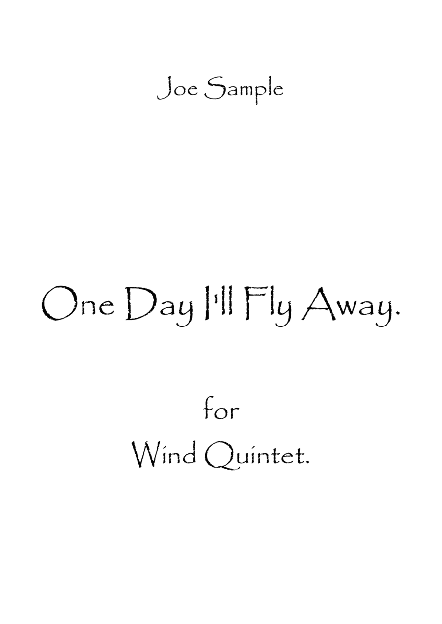 One Day I'll Fly Away (arr. Spence Bundy)
