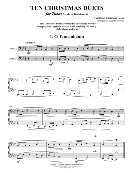 Ten Christmas Duets for Tubas or Bass Trombones (arr. Kenneth Knowles)