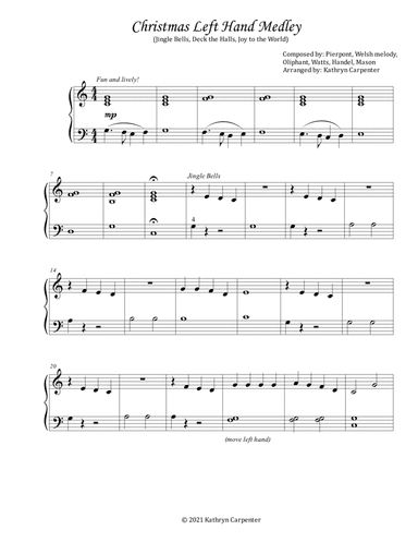 Christmas Left Hand Medley (Easy Piano) (arr. Kathryn Carpenter)