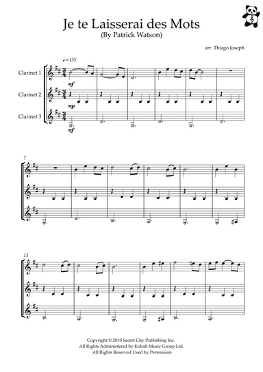 Je Te Laisserai Des Mots (arr. Thiago Joseph)