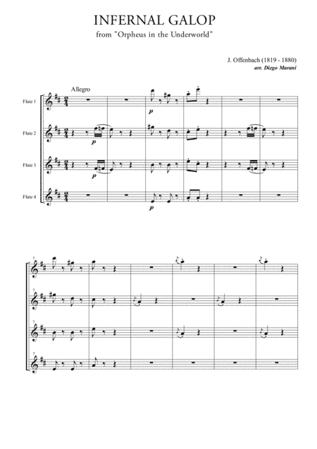 Infernal Galop (Can Can) for Flute Quartet (arr. Diego Marani)