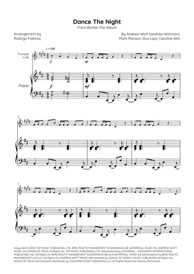 Dance The Night (arr. Rodrigo Faleiros)