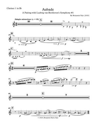 Aubade: A Pairing with Beethoven's Symphony #1 - Clarinet 1 in Bb