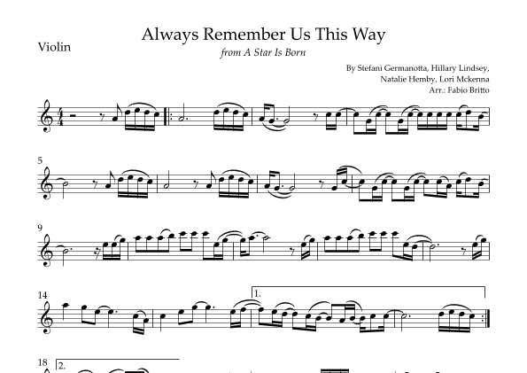 Always Remember Us This Way (arr. Fabio Britto)
