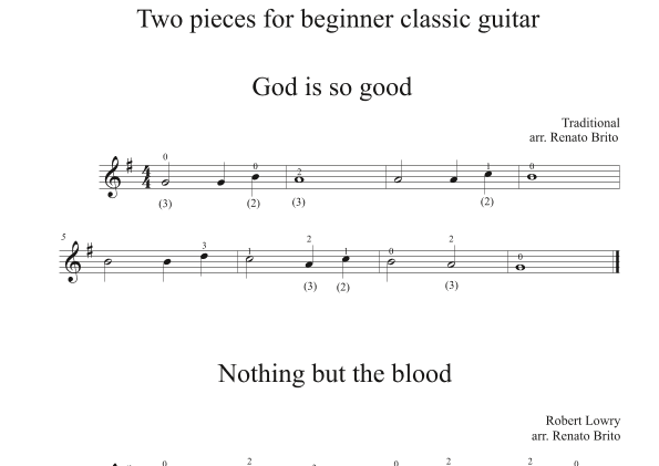 Two pieces for beginner classic guitar (arr. Renato Brito)