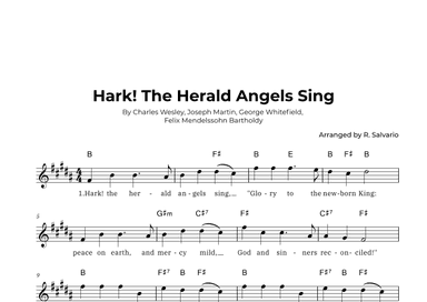 Hark! The Herald Angels Sing (Key of B Major) (arr. R. Salvario)