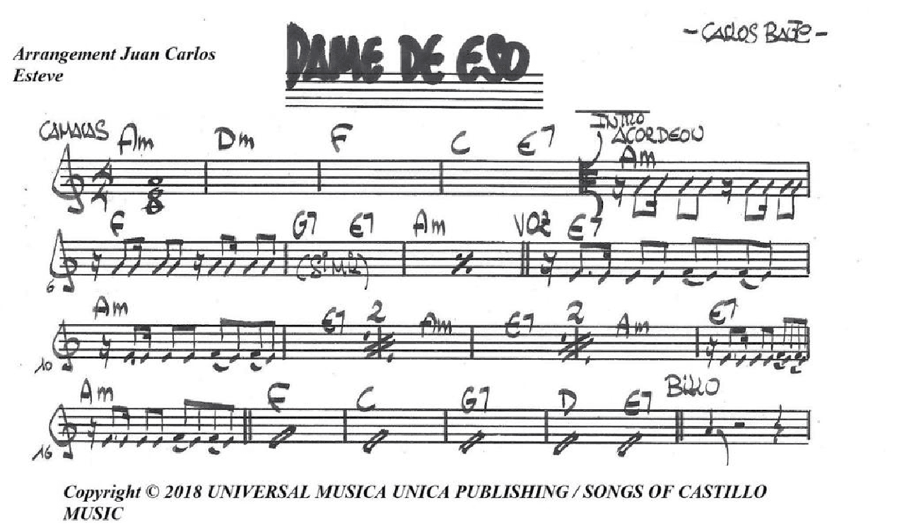 Dame De Eso (arr. juan carlos esteve / Gran Coda)
