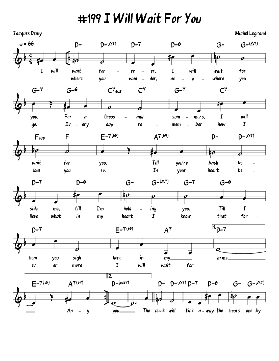 I Will Wait For You (arr. John Fries)