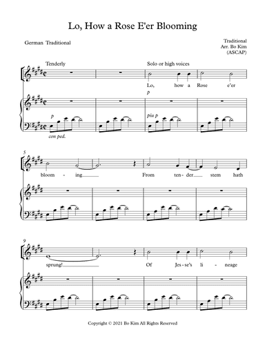Lo, How a Rose E'er Blooming (arr. Bo Kim)
