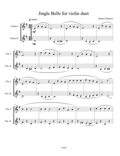 Jingle Bells for violin duet (arr. B C Dockery)