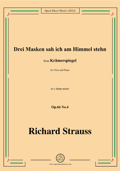 Richard Strauss-Drei Masken sah ich am Himmel stehn,in c sharp minor,Op.66 No.4 (arr. OSM Press)