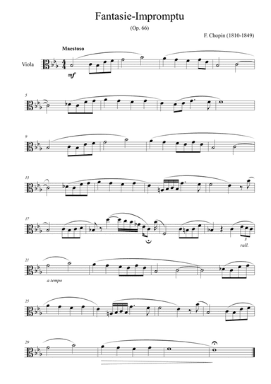 Fantaisie-Impromptu (Op. 66) - for viola solo (arr. Passoni Music)