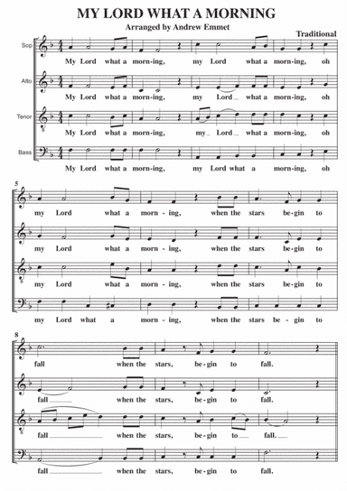 My Lord What A Morning A Cappella SATB (arr. Andrew Emmet)