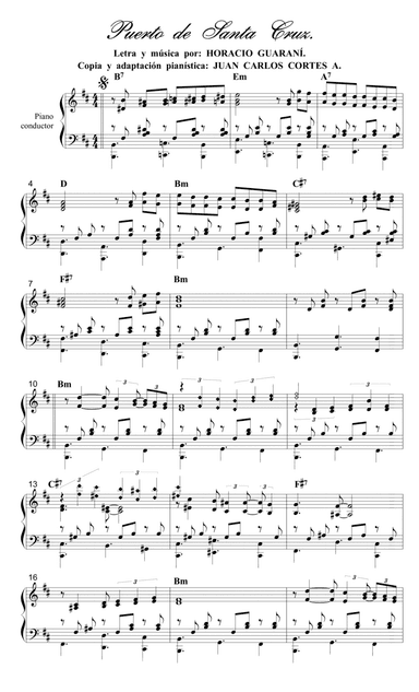 Puerto de Santa Cruz. Canción milonga por: Horacio Guarany (arr. Juan Carlos Cortés A.)
