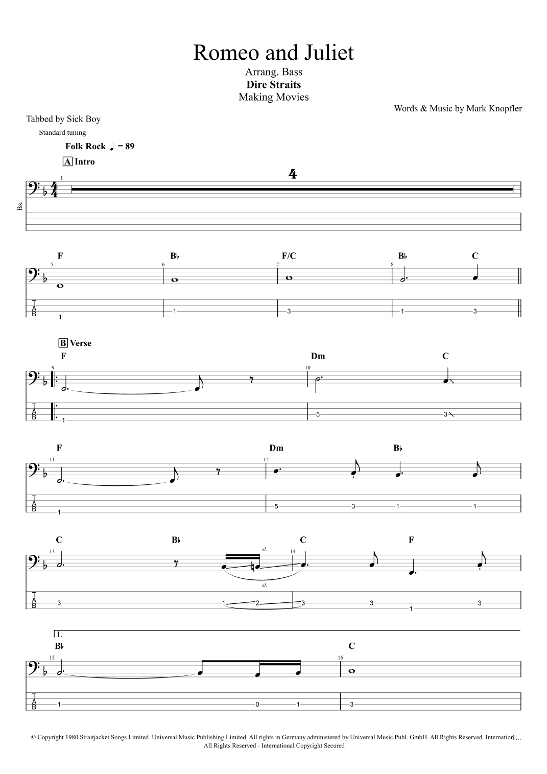 Romeo And Juliet (arr. Sick Boy)
