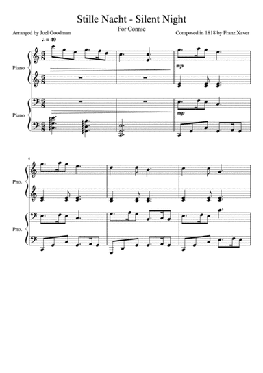 Silent Night - 4 hands, 1 piano (arr. Joel Goodman)