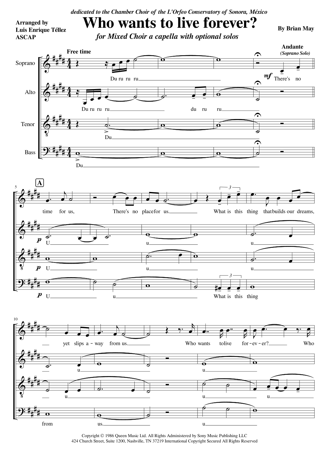 Who Wants To Live Forever (arr. Luis Enrique Téllez)