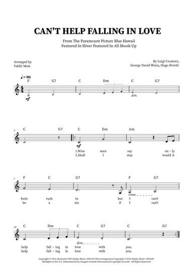 Can't Help Falling In Love (arr. Valdir Maia)