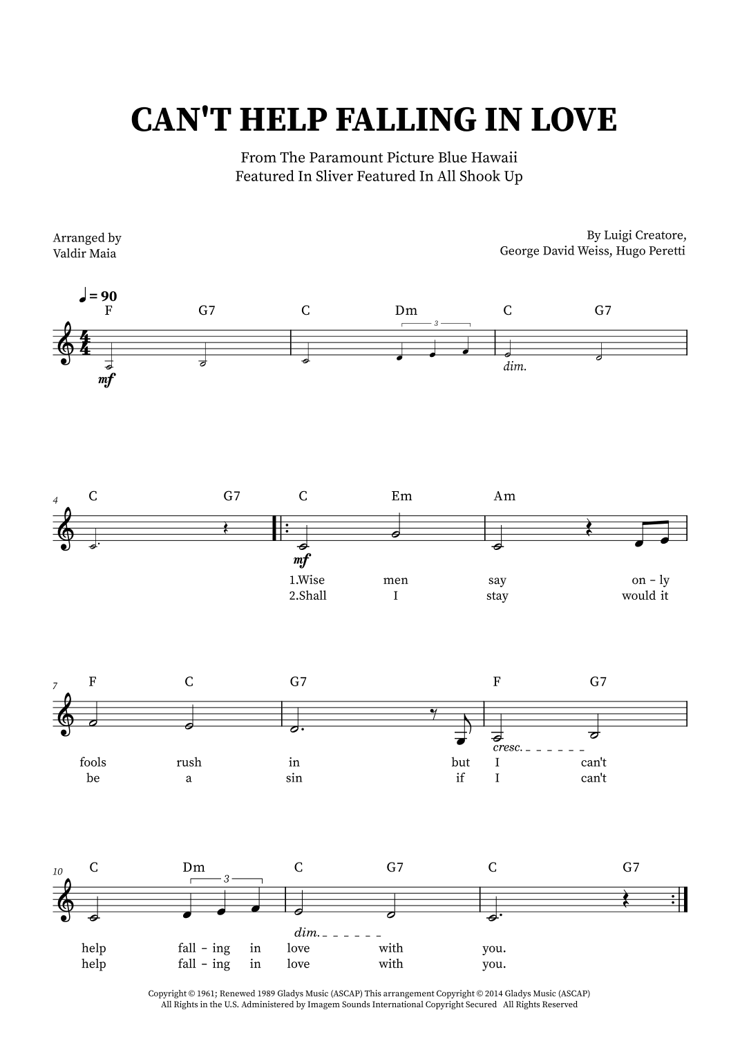 Can't Help Falling In Love (arr. Valdir Maia)