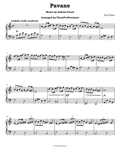 Pavane - Fauré (Easy Piano) (arr. PianoForEveryone)