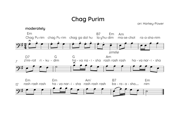 Chag Purim (arr. Annie Harkey-Power)