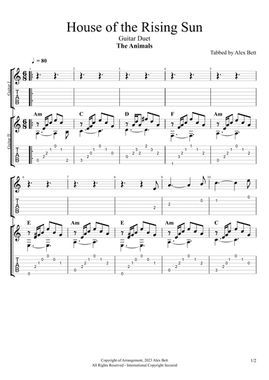 The House Of The Rising Sun (arr. Alex Bett)