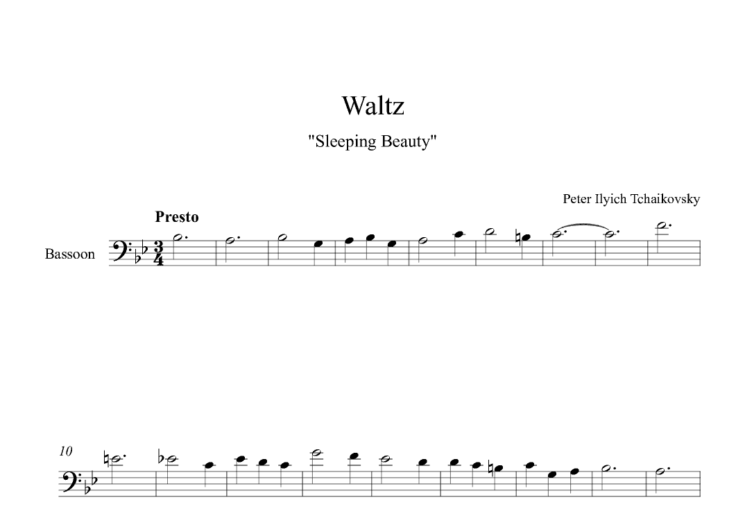Waltz (Sleeping Beauty) - Peter Ilyich Tchaikovsky (Bassoon) (arr. Digital Book Music)