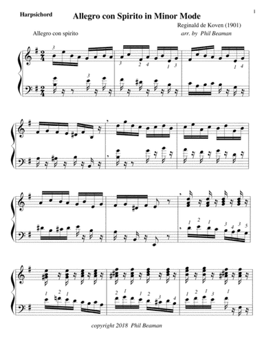 Allegro con Spirito in Minor Mode - harpsichord (arr. Phil Beaman)