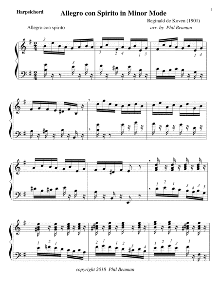 Allegro con Spirito in Minor Mode - harpsichord (arr. Phil Beaman)